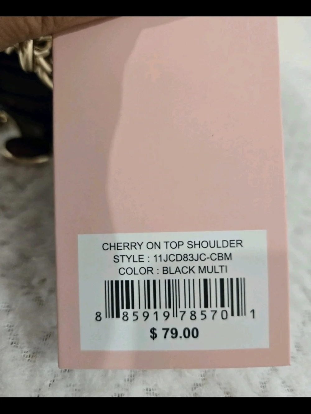 Juicy Couture Black & Pink Cherry Print Wristlet Bag NWT